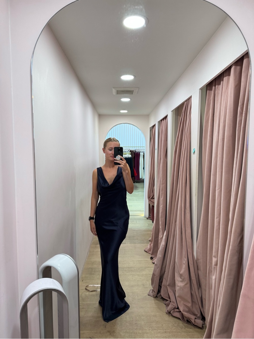 House of CB - Safaria- Navy Satin Cowl Neck Maxi Dress